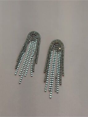 Express Crystal Fringe Drop Earrings - Silver Tone
